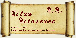Milun Miloševac vizit kartica